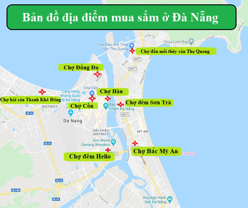 Bản đồ du lịch Đà Nẵng mua sắm