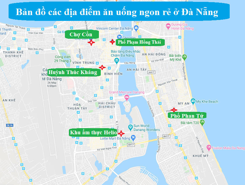 Bản đồ du lịch Đà Nẵng ăn uống